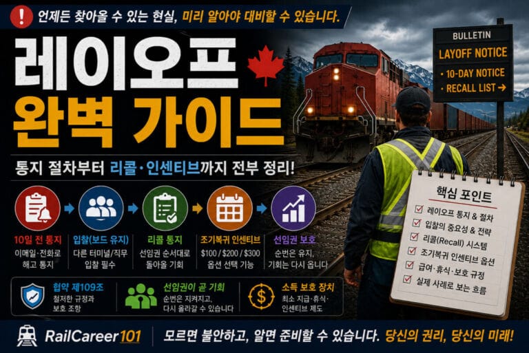 북미 철도 레이오프와 리콜 절차, 선임권, 입찰 및 조기복귀 인센티브 완벽 가이드