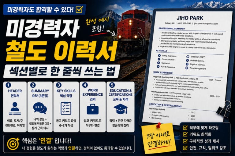 미경력자 철도 이력서 작성법과 섹션별 작성 예시