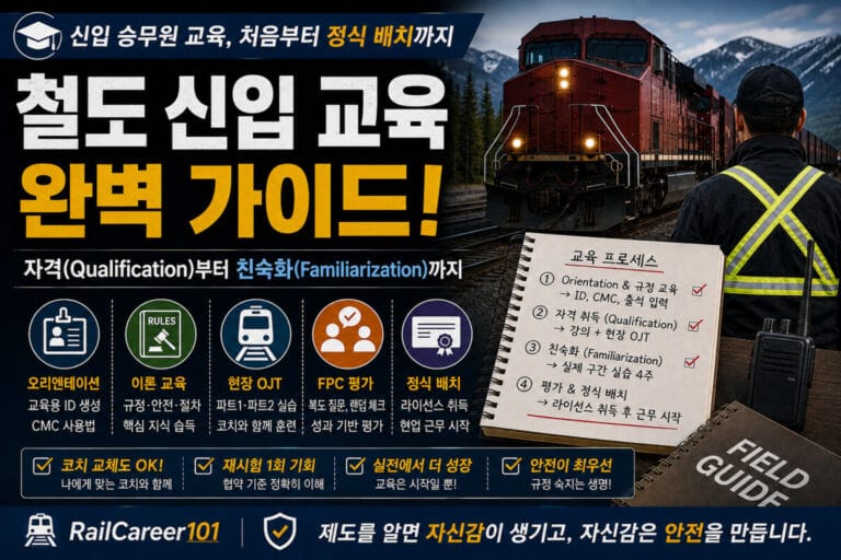 북미 철도 신입 컨덕터 교육 과정 Qualification, OJT, Familiarization 및 정식 배치 가이드