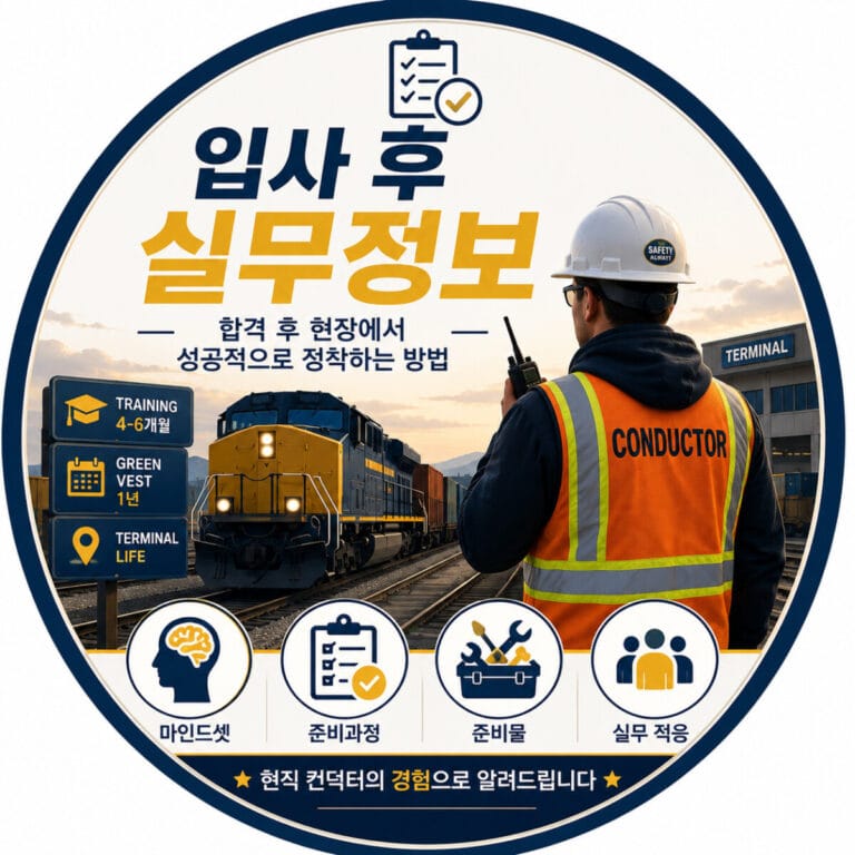 북미 철도 컨덕터 입사 후 트레이닝과 그린 베스트 기간, 터미널 실무 적응 정보