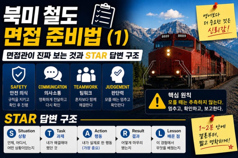 북미 철도 면접 준비법과 면접관이 평가하는 안전·의사소통·팀워크·판단력 및 STAR 답변 구조