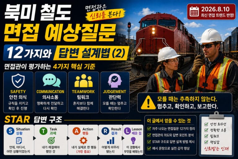 북미 철도 면접 예상질문 12가지와 STAR 답변 설계법