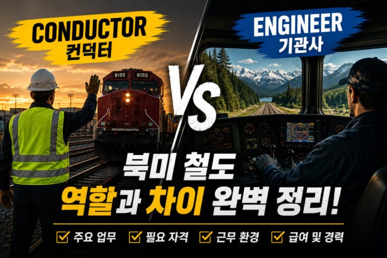 북미 철도 컨덕터와 기관사의 차이점 비교 - 업무, 역할, 자격, 연봉을 한눈에 비교한 대표 이미지