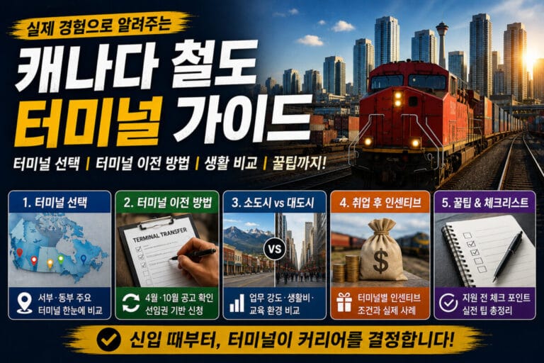 캐나다 철도 터미널 선택과 이전 방법, 소도시·대도시 생활 비교, 취업 후 인센티브를 실제 경험을 바탕으로 설명하는 가이드 썸네일